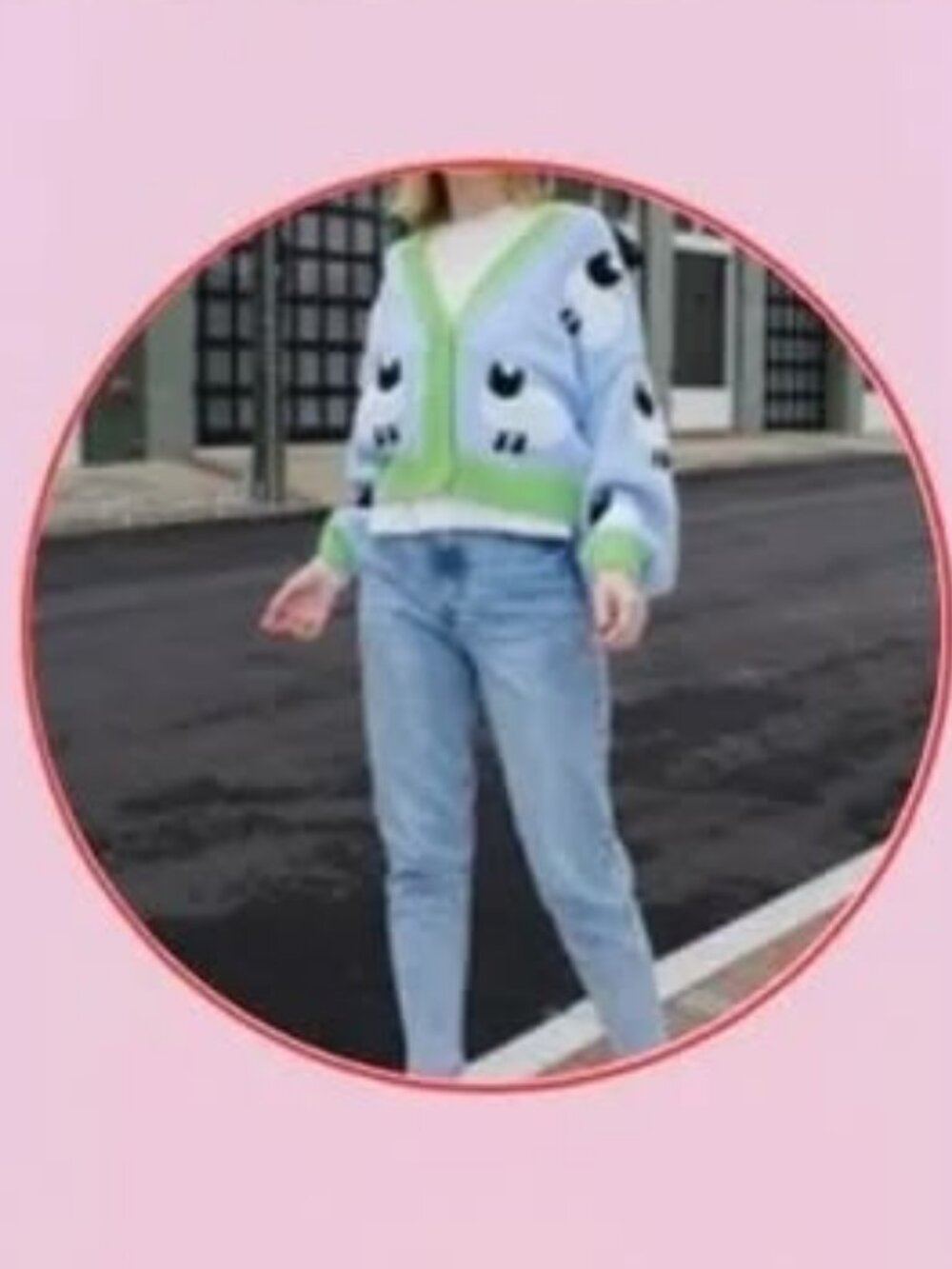 Dreamers By Debut Ladies "Little Lamb Puff" 3D Sheep Knit Lavender Crew Sweater - Picture 10 of 17